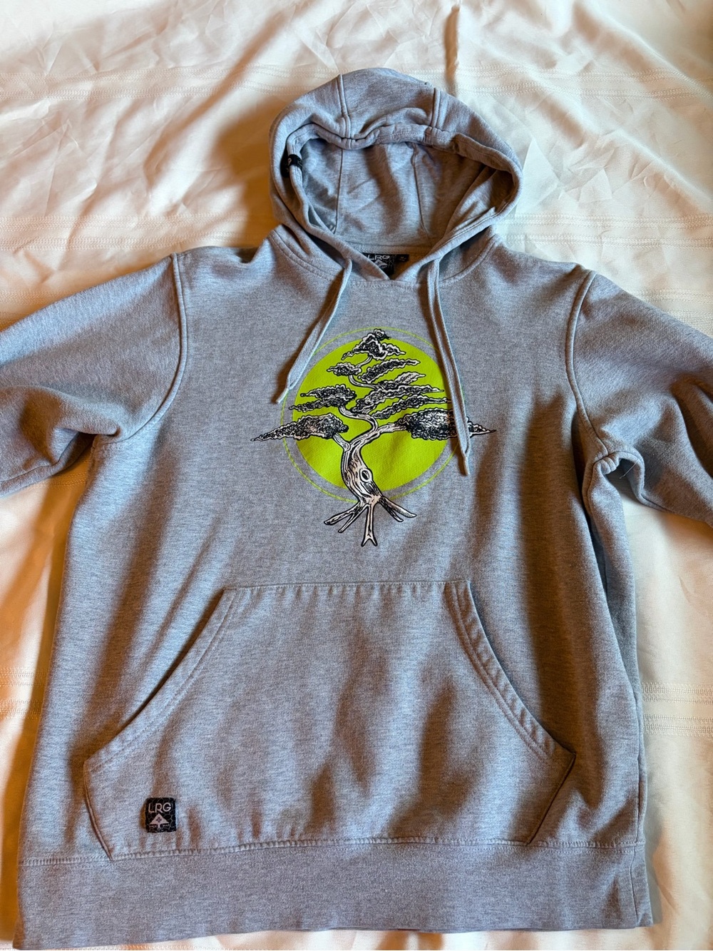 LRG Men's Gray Hoodie Sweatshirt with Green Graphic